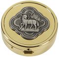 Porta Viatico Relicario Chepeado en Oro 24k - Agnus Dei Gold Plated Pyx